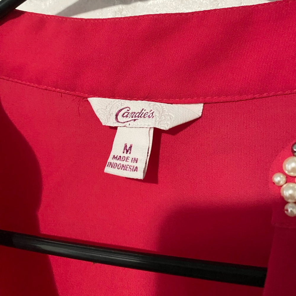 Candie's Raspberry Color Embellished Collar Blouse - Picture 14 of 14